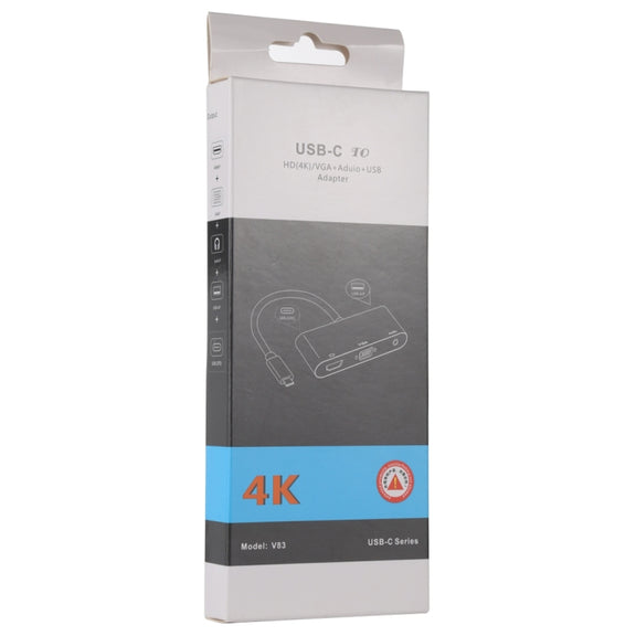 V83 USB-C / Type-C to 4K HDMI / VGA + 3.5mm Audio + USB Multi-function Adapter