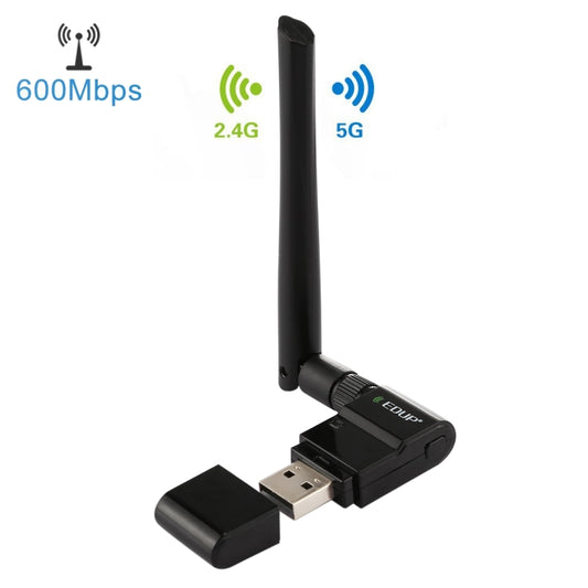 EDUP EP-AC1635 600Mbps Dual Band Wireless 11AC USB Ethernet Adapter 2dBi Antenna for Laptop / PC(Black) - USB Network Adapter by EDUP | Online Shopping South Africa | PMC Jewellery | Buy Now Pay Later Mobicred