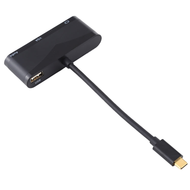 USB 2.0 + Audio Port + VGA + HDMI to USB-C / Type-C HUB Adapter (Black)