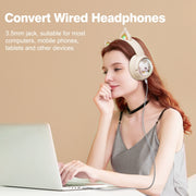 B5 Cat Ear Design USB-C / Type-C RGB Wireless Bluetooth HiFi Headset (Beige)