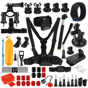 PULUZ 53 in 1 Accessories Total Ultimate Combo Kits (Chest Strap + Suction Cup Mount + 3-Way Pivot Arms + J-Hook Buckle + Wrist Strap + Helmet Strap + Extendable Monopod + Surface Mounts + Tripod Adap ...  for GoPro, Insta360, DJI and Other Action Cameras