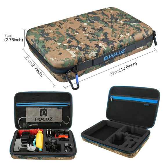 PULUZ 53 in 1 Accessories Total Ultimate Combo Kits with Camouflage EVA Case (Chest Strap + Suction Cup Mount + 3-Way Pivot Arms + J-Hook Buckle + Wrist Strap + Helmet Strap + Extendable Monopod + Sur ...  for GoPro, Insta360, DJI and Other Action Cameras