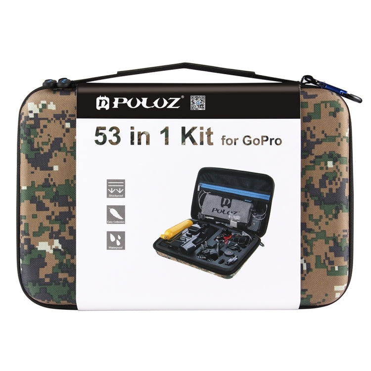 PULUZ 53 in 1 Accessories Total Ultimate Combo Kits with Camouflage EVA Case (Chest Strap + Suction Cup Mount + 3-Way Pivot Arms + J-Hook Buckle + Wrist Strap + Helmet Strap + Extendable Monopod + Sur ...  for GoPro, Insta360, DJI and Other Action Cameras -  by PULUZ | Online Shopping South Africa | PMC Jewellery | Buy Now Pay Later Mobicred