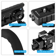 PULUZ U/C Shape Portable Handheld DV Bracket Stabilizer + LED Studio Light Kit with Cold Shoe Tripod Head  for All SLR Cameras and Home DV Camera