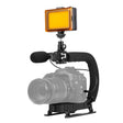 PULUZ U/C Shape Portable Handheld DV Bracket Stabilizer + LED Studio Light + Video Shotgun Microphone Kit with Cold Shoe Tripod Head  for All SLR Cameras and Home DV Camera - free shipping - PMC TechLife - Order now!