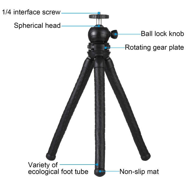 PULUZ Mini Octopus Flexible Tripod Holder with Ball Head & Phone Clamp + Tripod Mount Adapter & Long Screw for SLR Cameras, GoPro, Cellphone, Size: 30cmx5cm - Portable Mini Tripod by PULUZ | Online Shopping South Africa | PMC TechLife | Buy Now Pay Later Mobicred