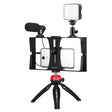 PULUZ 4 in 1 Vlogging Live Broadcast LED Selfie Fill Light Smartphone Video Rig Kits with Microphone + Tripod Mount + Cold Shoe Tripod Head for iPhone, Galaxy, Huawei, Xiaomi, HTC, LG, Google, and Other Smartphones(Red) - free shipping - PMC TechLife - Order now!