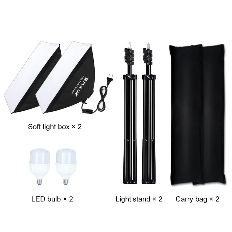 PULUZ Softbox Lighting Kit 2 PCS 50x70cm Professional Photo Studio Photography Light Equipment with 2 x E27 Socket Bulb Photography Lighting Kit(EU Plug)