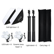 PULUZ Softbox Lighting Kit 2 PCS 50x70cm Professional Photo Studio Photography Light Equipment with 8 x E27 20W E27 Socket Bulb Photography Lighting Kit for Filming Portrait Shooting / Fashion Advertising Photography(EU Plug)