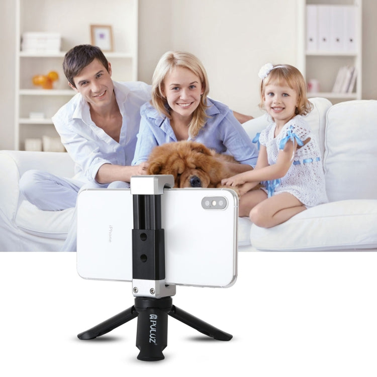 PULUZ Folding Plastic Tripod + Aluminum Alloy Clamp Bracket with Cold Shoe for iPhone, Galaxy, Huawei, Xiaomi, Sony, HTC, Google and other Smartphones