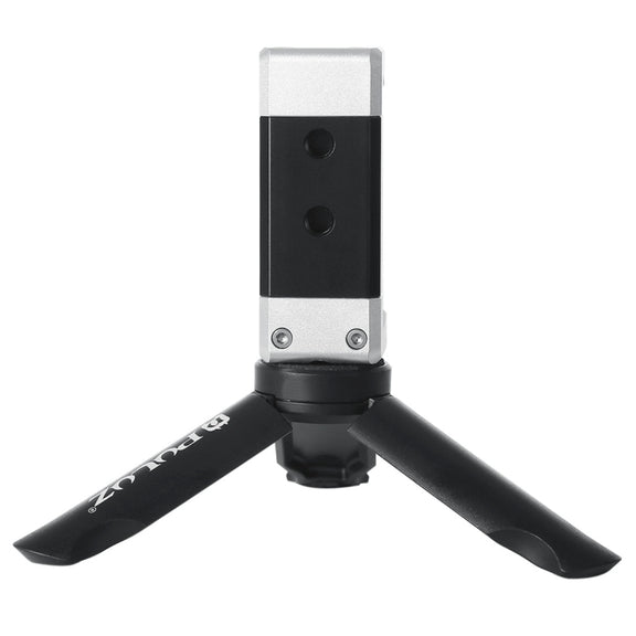 PULUZ Folding Plastic Tripod + Aluminum Alloy Clamp Bracket with Cold Shoe for iPhone, Galaxy, Huawei, Xiaomi, Sony, HTC, Google and other Smartphones