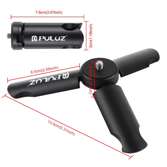 PULUZ Folding Plastic Tripod + Aluminum Alloy Clamp Bracket with Cold Shoe for iPhone, Galaxy, Huawei, Xiaomi, Sony, HTC, Google and other Smartphones