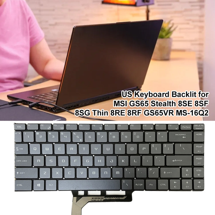 US Version Laptop Keyboard with Backlight for MSI GS65 / GS65VR / MS-16Q2 / Stealth 8SE /8SF / 8SG /Thin 8RE / Thin 8RF (Grey) - Replacement Keyboards by PMC TechLife | Online Shopping South Africa | PMC TechLife