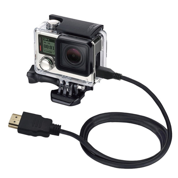 PULUZ Video 19 Pin HDMI to Micro HDMI Cable for GoPro Hero11 Black / HERO10 Black / HERO9 Black /8 Black /7 /6 /5 /4 /3+ /3, Sony, LG, Panasonic, Canon, Nikon, Smartphones and Cameras, Length: 1.5m