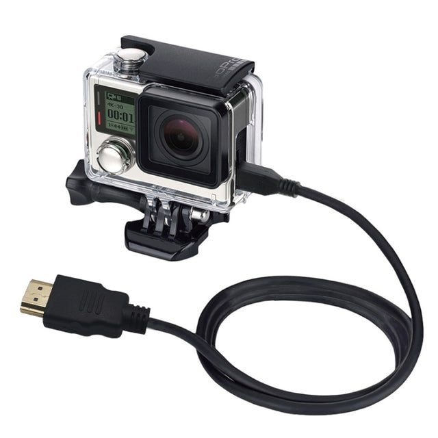 PULUZ Video 19 Pin HDMI to Micro HDMI Cable for GoPro Hero11 Black / HERO10 Black / HERO9 Black /8 Black /7 /6 /5 /4 /3+ /3, Sony, LG, Panasonic, Canon, Nikon, Smartphones and Cameras, Length: 1.5m