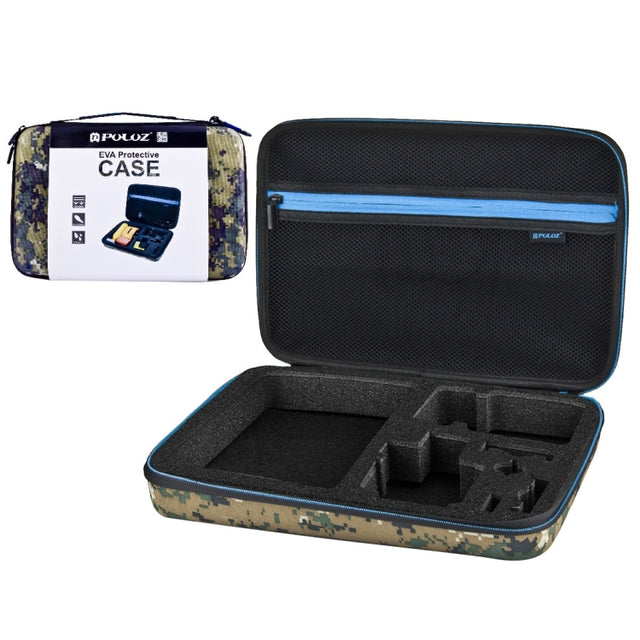 PULUZ Camouflage Pattern Water-resistant Carrying and Travel Case for for GoPro, Insta360, DJI and Other Action Cameras Accessories, Large Size: 32cm x 22cm x 7cm