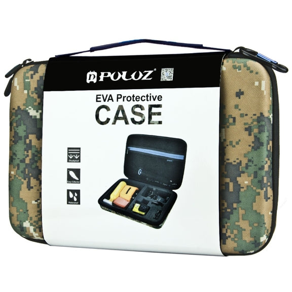 PULUZ Camouflage Pattern Water-resistant Carrying and Travel Case for for GoPro, Insta360, DJI and Other Action Cameras Accessories, Large Size: 32cm x 22cm x 7cm