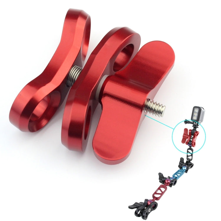 PULUZ Ball Clamp Close Hole Diving Camera Bracket CNC Aluminum Spring Flashlight Clamp for Diving Underwater Photography System(Red)