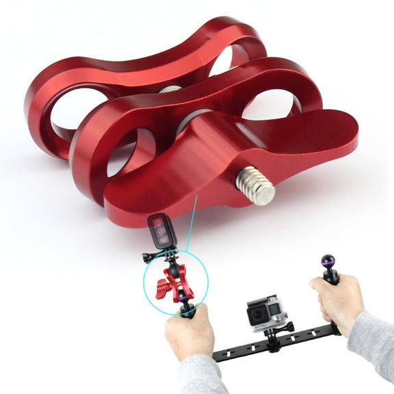 PULUZ Ball Clamp Close Hole Diving Camera Bracket CNC Aluminum Spring Flashlight Clamp for Diving Underwater Photography System(Red)