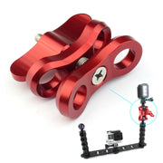 PULUZ Ball Clamp Close Hole Diving Camera Bracket CNC Aluminum Spring Flashlight Clamp for Diving Underwater Photography System(Red)