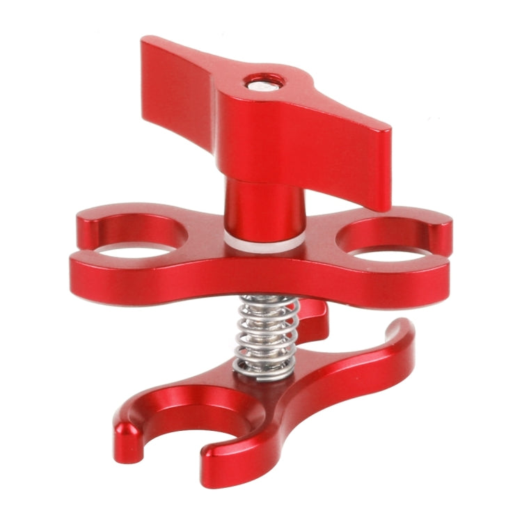 PULUZ Dual Ball Clamp Open Hole Diving Camera Bracket CNC Aluminum Spring Flashlight Clamp for Diving Underwater Photography System(Red)