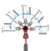 PULUZ Dual Ball Clamp Open Hole Diving Camera Bracket CNC Aluminum Spring Flashlight Clamp for Diving Underwater Photography System(Red)