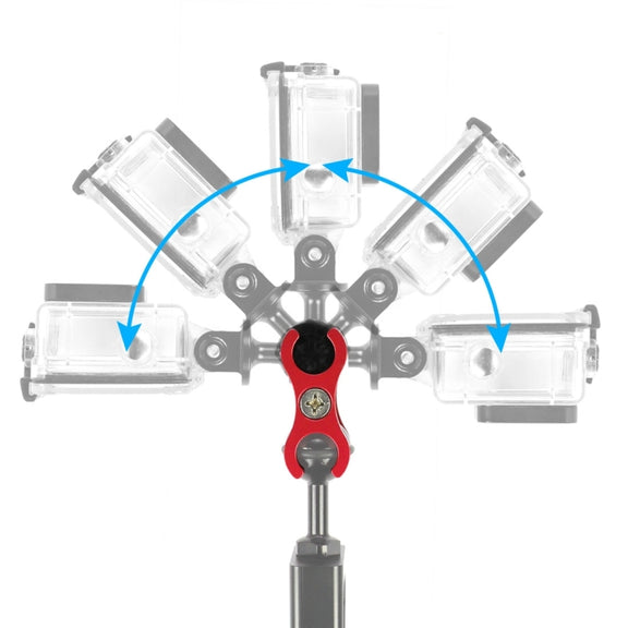 PULUZ Dual Ball Clamp Open Hole Diving Camera Bracket CNC Aluminum Spring Flashlight Clamp for Diving Underwater Photography System(Red)