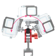 PULUZ Dual Ball Clamp Open Hole Diving Camera Bracket CNC Aluminum Spring Flashlight Clamp for Diving Underwater Photography System(Red)