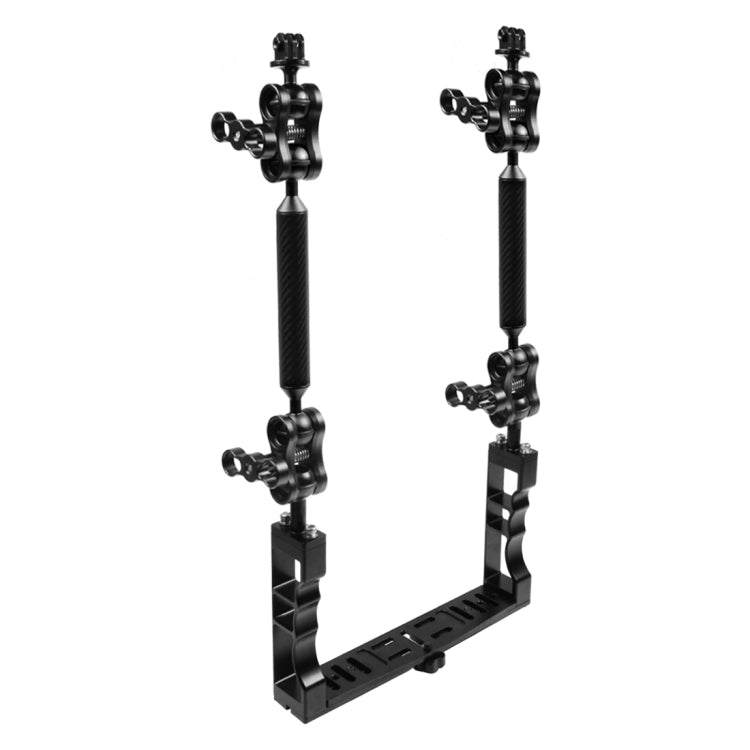 PULUZ Dual Handle Aluminium Tray Stabilizer with 4 x Dual Ball Aluminum Alloy Clamp & 2 x 7 inch Floating Arm & 2 x Ball Head Adapter for Underwater Camera Housings - free shipping - PMC Jewellery - Order now!