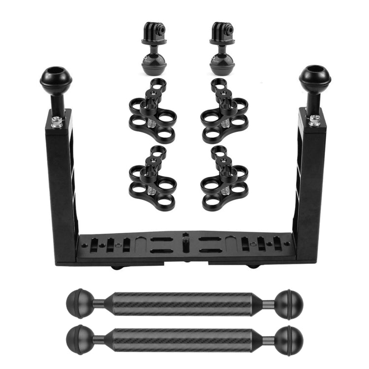 PULUZ Dual Handle Aluminium Tray Stabilizer with 4 x Dual Ball Aluminum Alloy Clamp & 2 x 7 inch Floating Arm & 2 x Ball Head Adapter for Underwater Camera Housings - free shipping - PMC Jewellery - Order now!