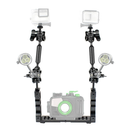 PULUZ Dual Handle Aluminium Tray Stabilizer with 4 x Dual Ball Aluminum Alloy Clamp & 2 x 7 inch Floating Arm & 2 x Ball Head Adapter for Underwater Camera Housings - free shipping - PMC Jewellery - Order now!