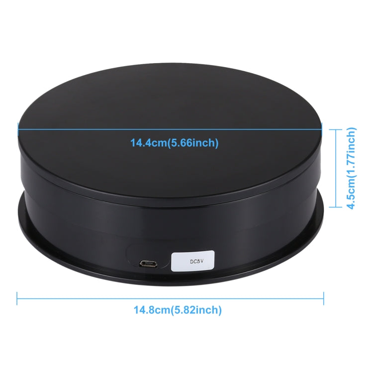 PULUZ 15cm USB Electric Rotating Turntable Display Stand Video Shooting Props Turntable for Photography, Load 1-5kg(Black)
