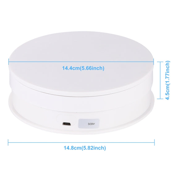 PULUZ 15cm USB Electric Rotating Turntable Display Stand Video Shooting Props Turntable for Photography, Load 1-5kg(White)