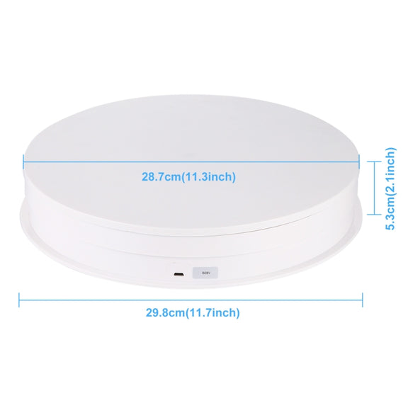 PULUZ 30cm USB Electric Rotating Turntable Display Stand Video Shooting Props Turntable for Photography, Load 10-20kg(White)