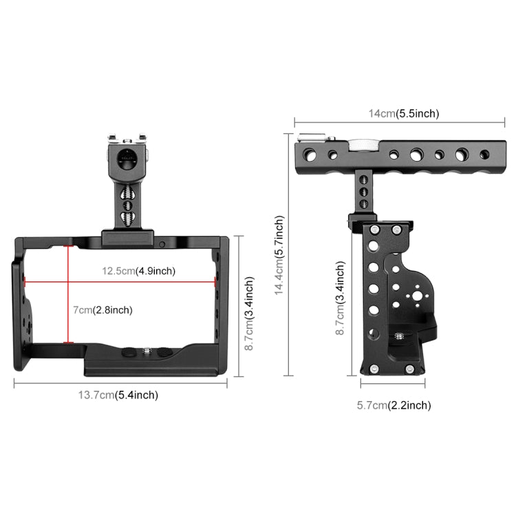 PULUZ Video Camera Cage Stabilizer with Handle for Sony A6600 / ILCE-6600(Black)
