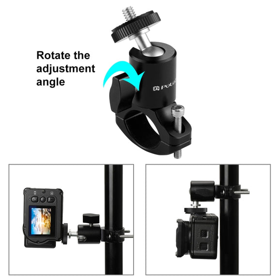 PULUZ Bike Aluminum Handlebar Tripod Ball Head Adapter Mount for GoPro HERO10 Black / HERO9 Black / HERO8 Black /7 /6 /5 /5 Session /4 Session /4 /3+ /3 /2 /1, DJI Osmo Action, Xiaoyi and Other Action Cameras