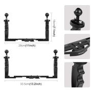 PULUZ Dual Handles Aluminium Alloy Tray Stabilizer for Underwater Camera Housings(Black)