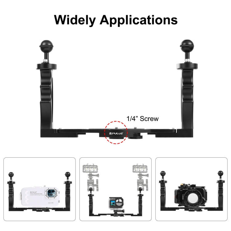 PULUZ Dual Handles Aluminium Alloy Tray Stabilizer for Underwater Camera Housings(Black) - free shipping - PMC Jewellery - Order now!