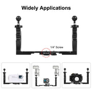 PULUZ Dual Handles Aluminium Alloy Tray Stabilizer for Underwater Camera Housings(Black)