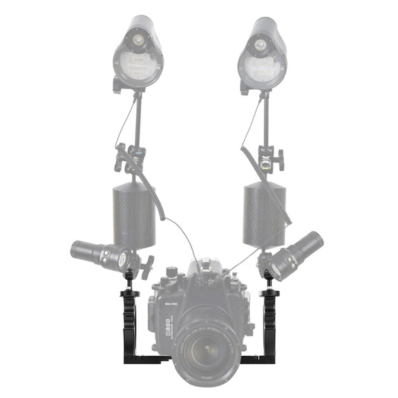 PULUZ Dual Handles Aluminium Alloy Tray Stabilizer for Underwater Camera Housings(Black)