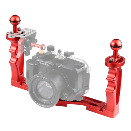 PULUZ Dual Handles Aluminium Alloy Tray Stabilizer for Underwater Camera Housings(Red) - free shipping - PMC Jewellery - Order now!