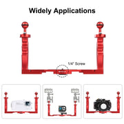 PULUZ Dual Handles Aluminium Alloy Tray Stabilizer for Underwater Camera Housings(Red)