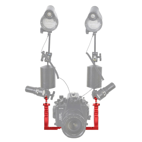 PULUZ Dual Handles Aluminium Alloy Tray Stabilizer for Underwater Camera Housings(Red)