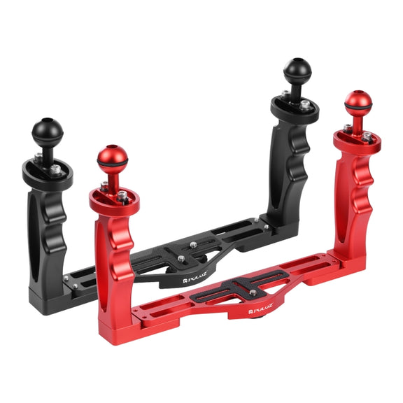 PULUZ Dual Handles Aluminium Alloy Tray Stabilizer for Underwater Camera Housings(Black)