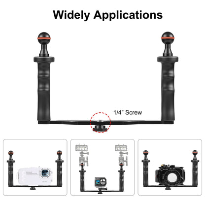 PULUZ Dual Handles Aluminium Alloy Tray Stabilizer for Underwater Camera Housings(Black) - Diving Accessories by PULUZ | Online Shopping South Africa | PMC Jewellery | Buy Now Pay Later Mobicred