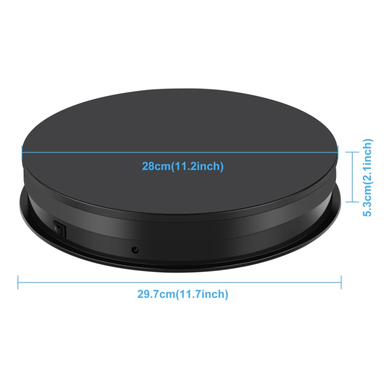 PULUZ 30cm Adjusting Speed Rotating Turntable Display Stand, Load 10-15kg, EU Plug (Black)
