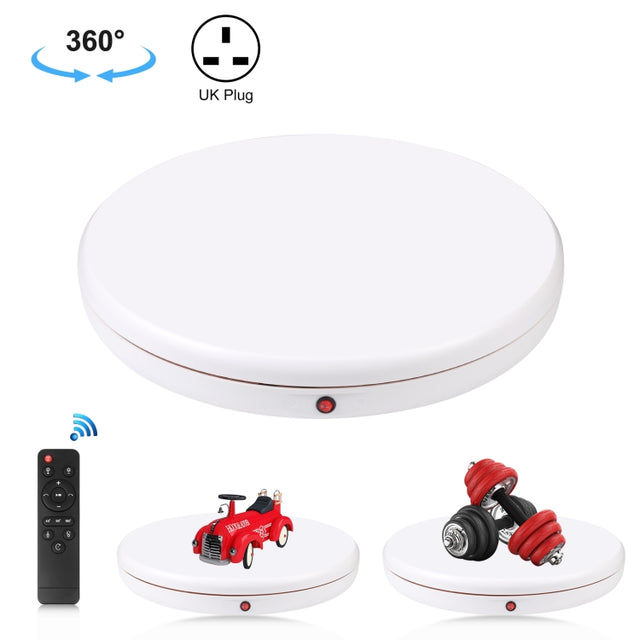 PULUZ 45cm Remote Control Adjusting Speed Rotating Turntable Display Stand, White, Load 100kg(UK Plug)