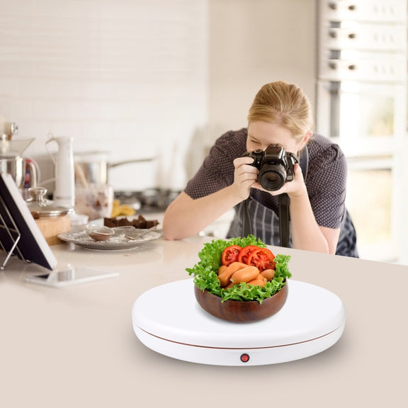 PULUZ 45cm Remote Control Adjusting Speed Rotating Turntable Display Stand, White, Load 100kg(UK Plug)