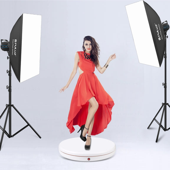 PULUZ 45cm Remote Control Adjusting Speed Rotating Turntable Display Stand, White, Load 100kg(UK Plug)