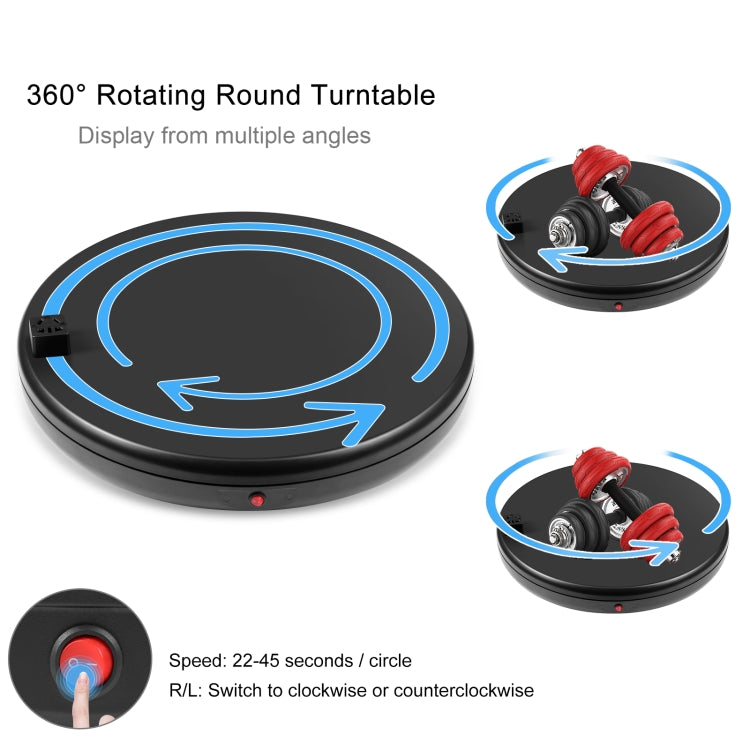PULUZ 45cm Remote Control Adjusting Speed Rotating Turntable Display Stand with Power Socket, Black, Load 100kg(UK Plug)